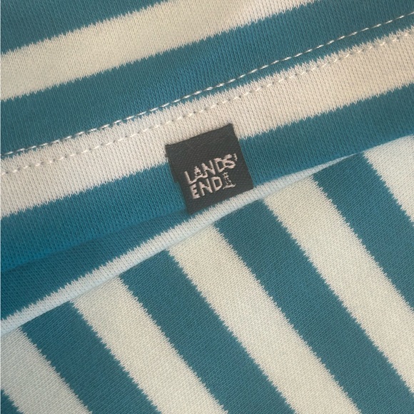 Land's End blue white nautical preppy 3/4 Sleeve Boat Neck Pima Cotton top NWT L - Picture 5 of 8